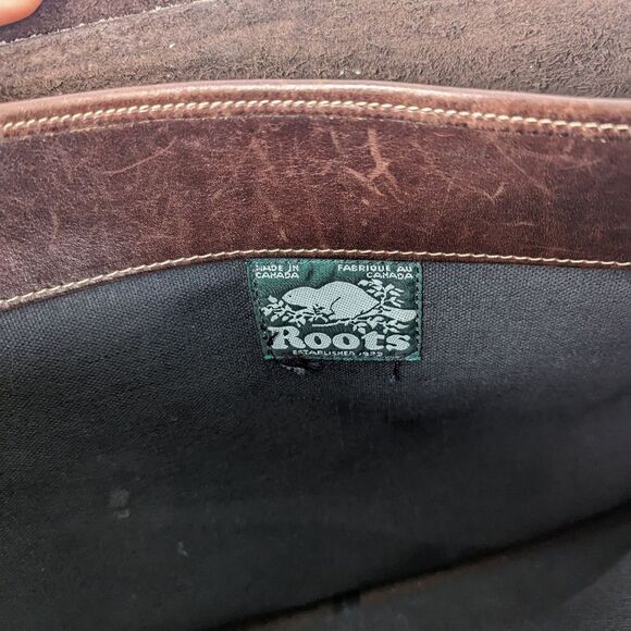Vintage Messenger Laptop Bag, Roots brown leather Bag Rare Vintage - Picture 5 of 9